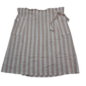 Why Dress Skirt Womens S Pink Ivory Stripe Drawstring Waist Knee Pockets New
